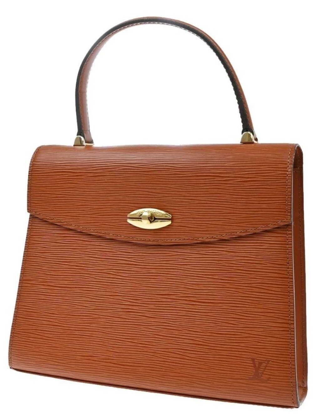 LOUIS VUITTON Logo Malesherbes Hand Bag Epi Leather Brown France M52373 83KD475